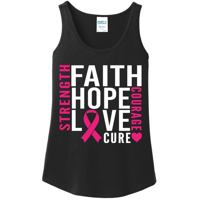 Breast Cancer Faith Hope Love Courage Ladies Essential Tank