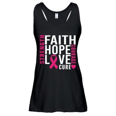 Breast Cancer Faith Hope Love Courage Ladies Essential Flowy Tank