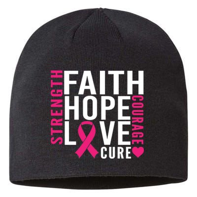 Breast Cancer Faith Hope Love Courage Sustainable Beanie