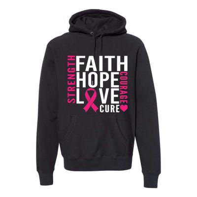 Breast Cancer Faith Hope Love Courage Premium Hoodie