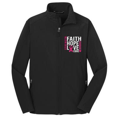 Breast Cancer Faith Hope Love Courage Core Soft Shell Jacket