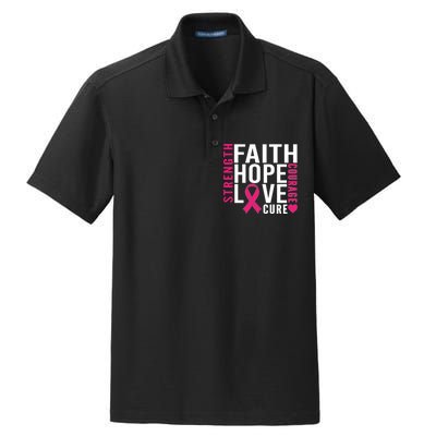 Breast Cancer Faith Hope Love Courage Dry Zone Grid Polo