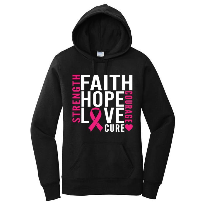 Breast Cancer Faith Hope Love Courage Women's Pullover Hoodie