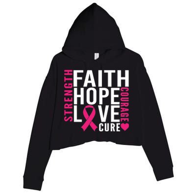 Breast Cancer Faith Hope Love Courage Crop Fleece Hoodie