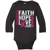 Breast Cancer Faith Hope Love Courage Baby Long Sleeve Bodysuit