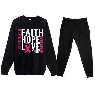 Breast Cancer Faith Hope Love Courage Premium Crewneck Sweatsuit Set