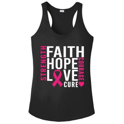 Breast Cancer Faith Hope Love Courage Ladies PosiCharge Competitor Racerback Tank