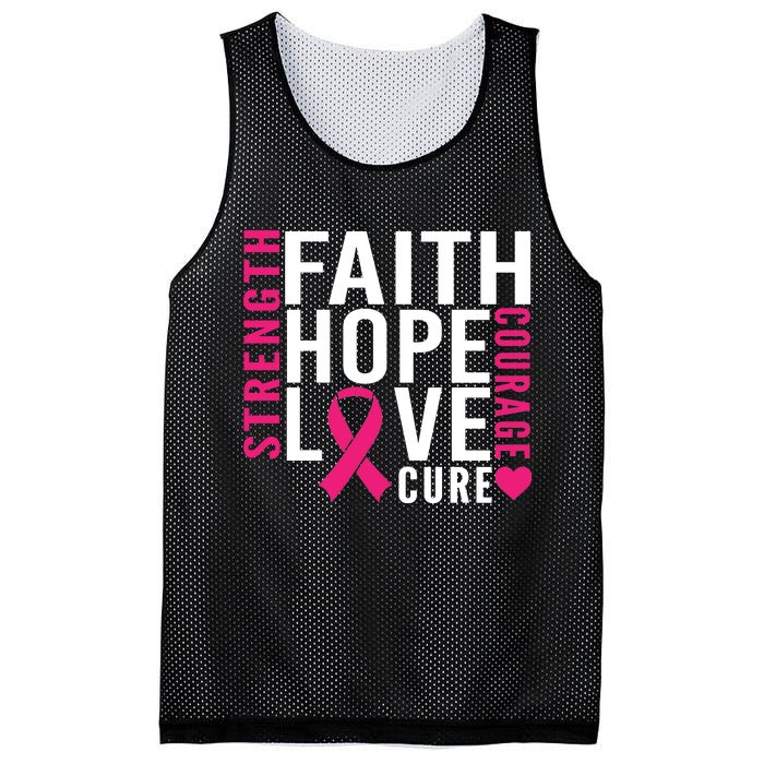 Breast Cancer Faith Hope Love Courage Mesh Reversible Basketball Jersey Tank