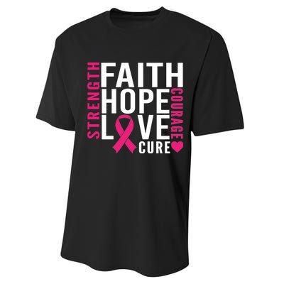 Breast Cancer Faith Hope Love Courage Performance Sprint T-Shirt