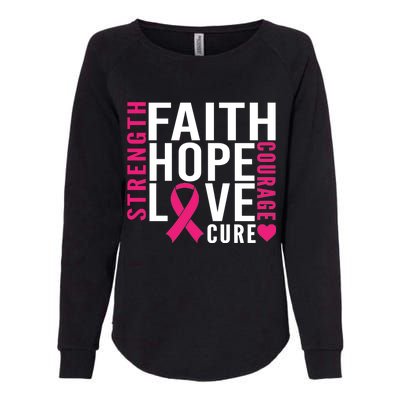 Breast Cancer Faith Hope Love Courage Womens California Wash Sweatshirt