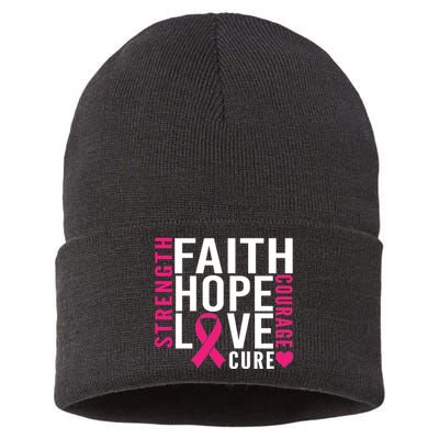 Breast Cancer Faith Hope Love Courage Sustainable Knit Beanie