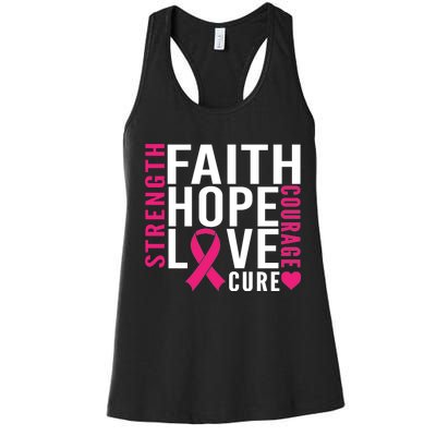 Breast Cancer Faith Hope Love Courage Women's Racerback Tank