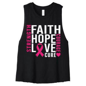 Breast Cancer Faith Hope Love Courage Women's Racerback Cropped Tank