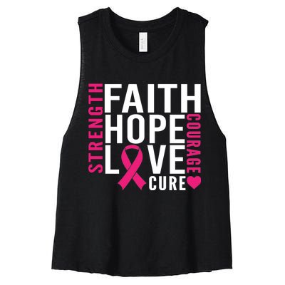 Breast Cancer Faith Hope Love Courage Women's Racerback Cropped Tank