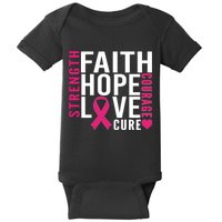 Breast Cancer Faith Hope Love Courage Baby Bodysuit