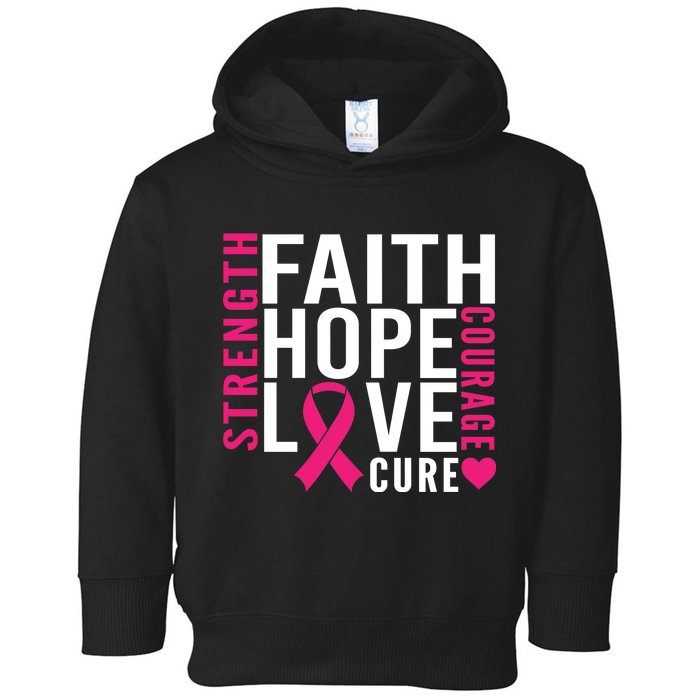 Breast Cancer Faith Hope Love Courage Toddler Hoodie