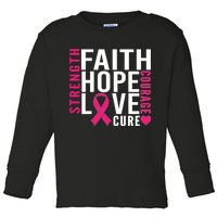 Breast Cancer Faith Hope Love Courage Toddler Long Sleeve Shirt