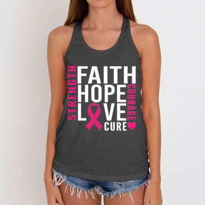 Breast Cancer Faith Hope Love Courage Women's Knotted Racerback Tank