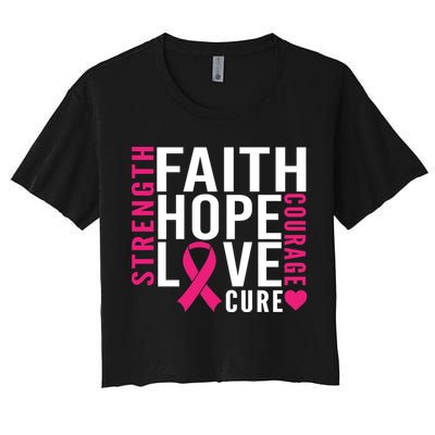 Breast Cancer Faith Hope Love Courage Crop Top