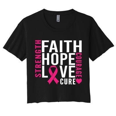 Breast Cancer Faith Hope Love Courage Women's Crop Top Tee