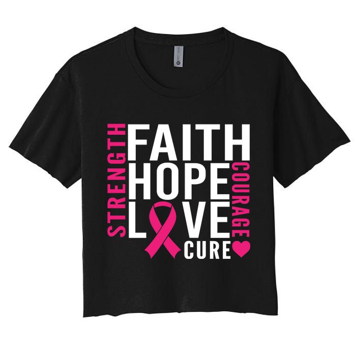 Breast Cancer Faith Hope Love Courage Women's Crop Top Tee