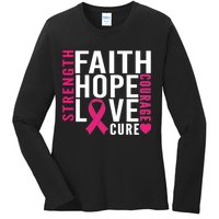 Breast Cancer Faith Hope Love Courage Ladies Long Sleeve Shirt