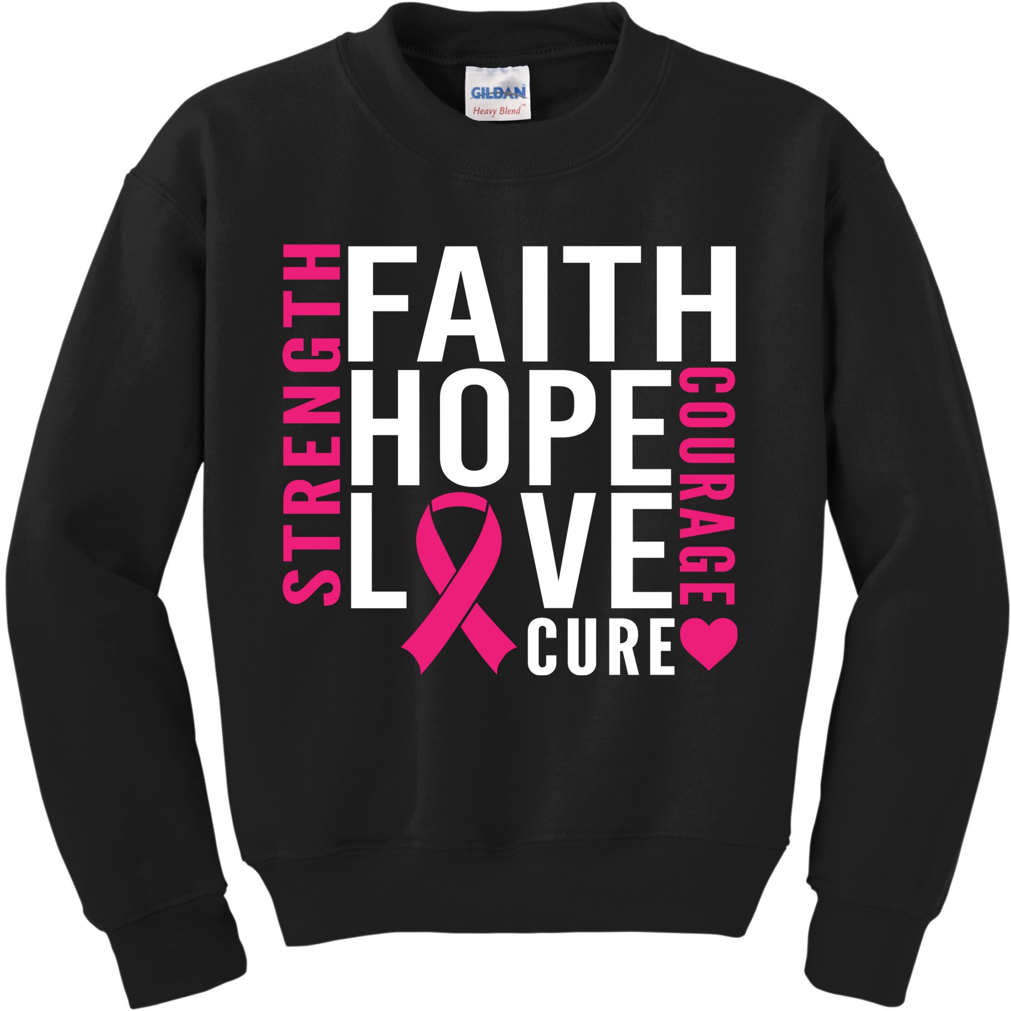 Breast Cancer Faith Hope Love Courage Kids Sweatshirt