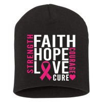 Breast Cancer Faith Hope Love Courage Short Acrylic Beanie