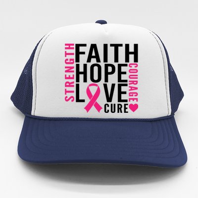 Breast Cancer Faith Hope Love Courage Trucker Hat