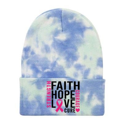 Breast Cancer Faith Hope Love Courage Tie Dye 12in Knit Beanie