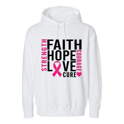 Breast Cancer Faith Hope Love Courage Garment-Dyed Fleece Hoodie