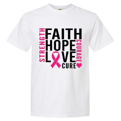 Breast Cancer Faith Hope Love Courage Garment-Dyed Heavyweight T-Shirt