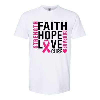 Breast Cancer Faith Hope Love Courage Softstyle CVC T-Shirt