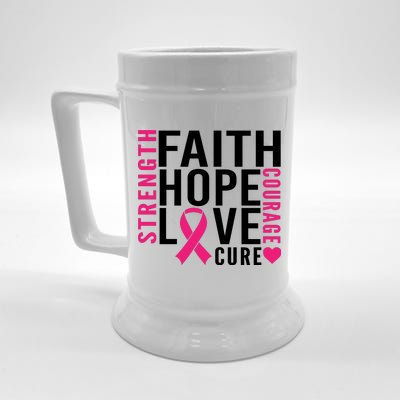 Breast Cancer Faith Hope Love Courage Beer Stein