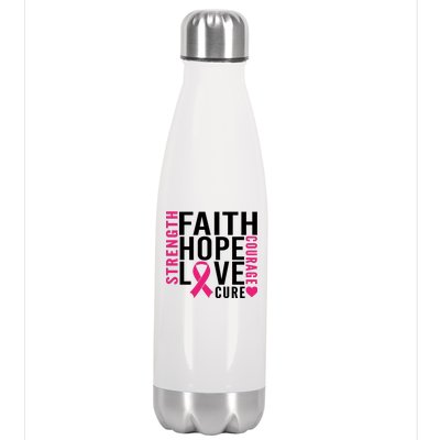 Breast Cancer Faith Hope Love Courage Stainless Steel Insulated Water Bottle