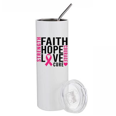 Breast Cancer Faith Hope Love Courage Stainless Steel Tumbler