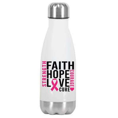 Breast Cancer Faith Hope Love Courage Stainless Steel Insulated Water Bottle