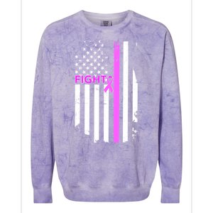 Breast Cancer Fight Ribbon Flag Colorblast Crewneck Sweatshirt