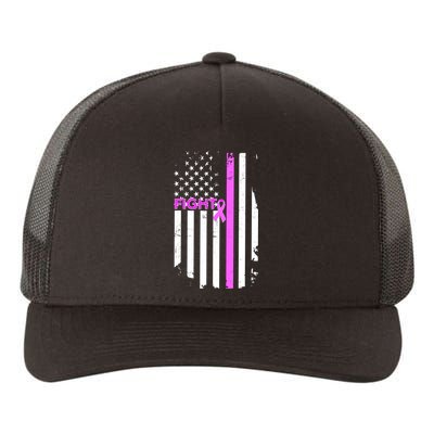 Breast Cancer Fight Ribbon Flag Yupoong Adult 5-Panel Trucker Hat