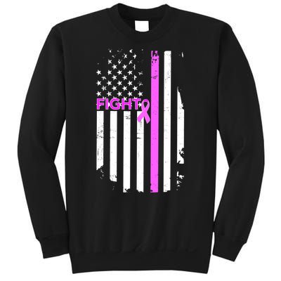 Breast Cancer Fight Ribbon Flag Sweatshirt