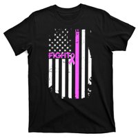 Breast Cancer Fight Ribbon Flag T-Shirt