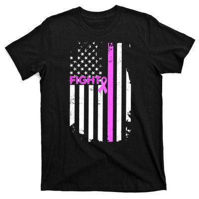 Breast Cancer Fight Ribbon Flag T-Shirt