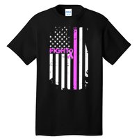 Breast Cancer Fight Ribbon Flag Tall T-Shirt