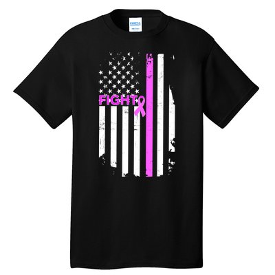 Breast Cancer Fight Ribbon Flag Tall T-Shirt