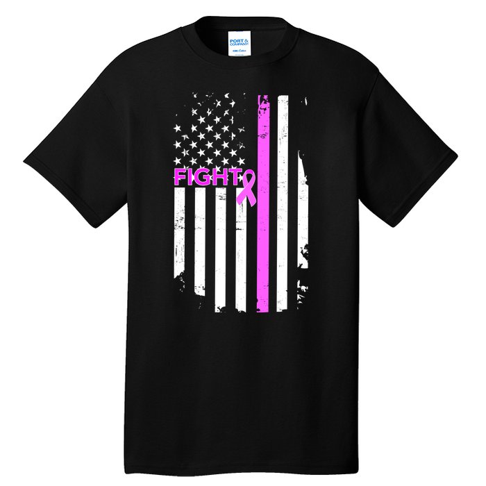 Breast Cancer Fight Ribbon Flag Tall T-Shirt