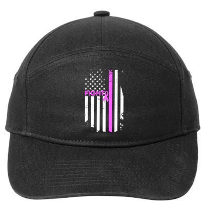 Breast Cancer Fight Ribbon Flag 7-Panel Snapback Hat