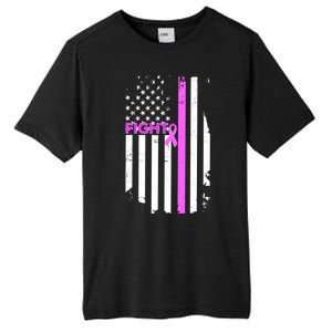 Breast Cancer Fight Ribbon Flag Tall Fusion ChromaSoft Performance T-Shirt