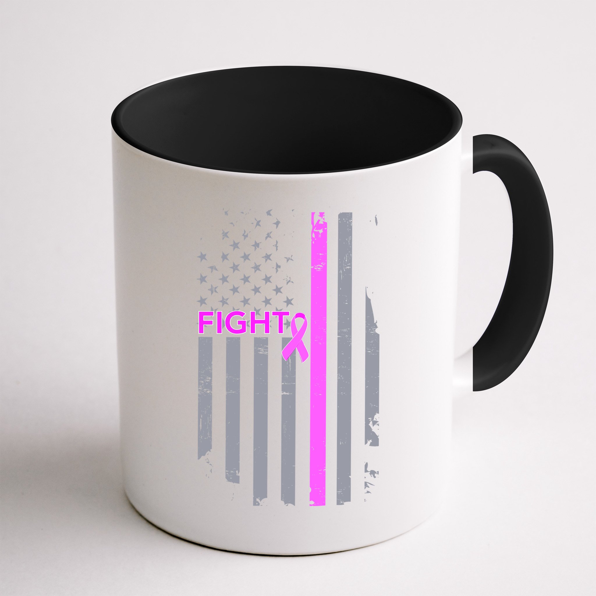 Breast Cancer Fight Ribbon Flag Mug