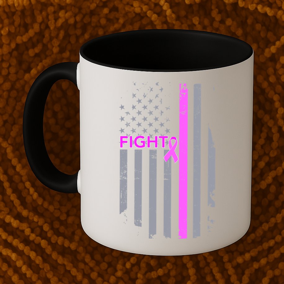 Breast Cancer Fight Ribbon Flag Mug