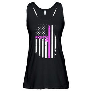 Breast Cancer Fight Ribbon Flag Ladies Essential Flowy Tank